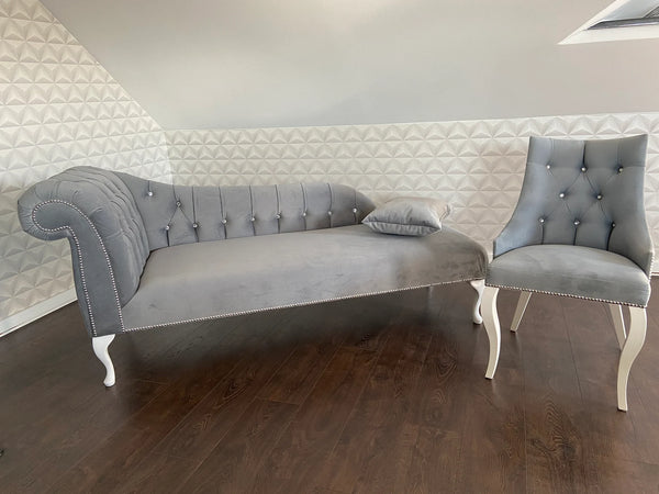 Chesterfield Tufted Chaise Longue Bedroom Accent Chair