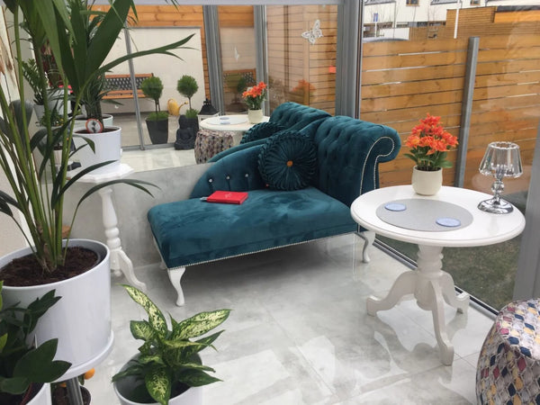 Chesterfield Tufted Chaise Longue Bedroom Accent Chair