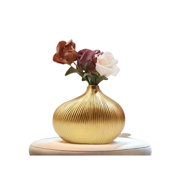 Golden Striped Resin Vase