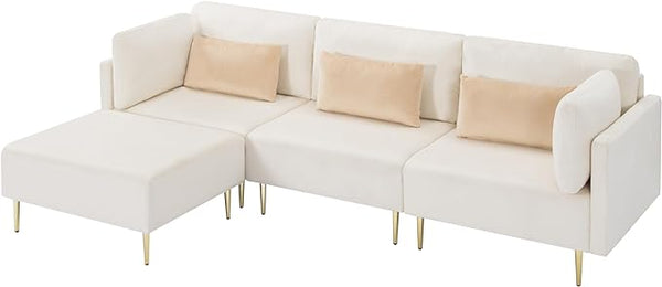 Erica Velvet L-Shaped Modern Sofa