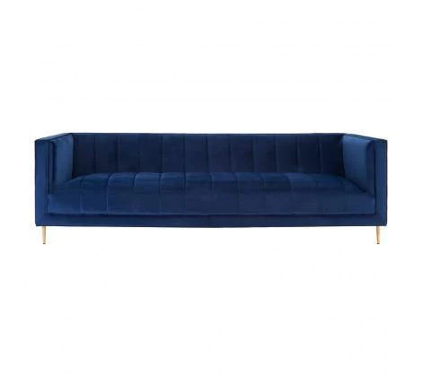 Ella Blue Velvet Channel 3 Seater Sofa