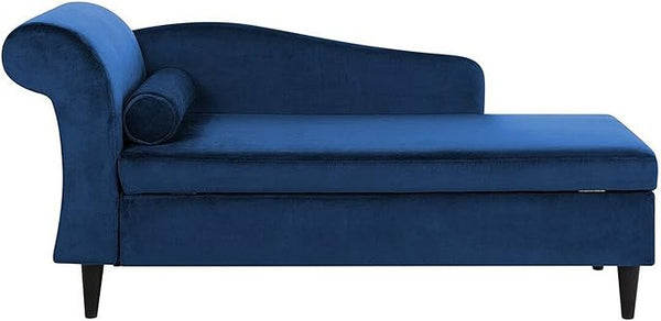 Larah Velvet Chaise Lounge with Storage