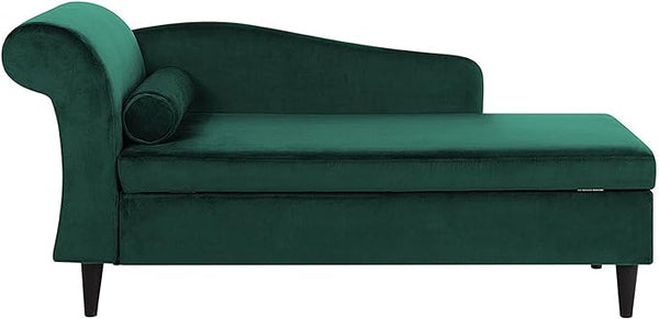 Larah Velvet Chaise Lounge with Storage