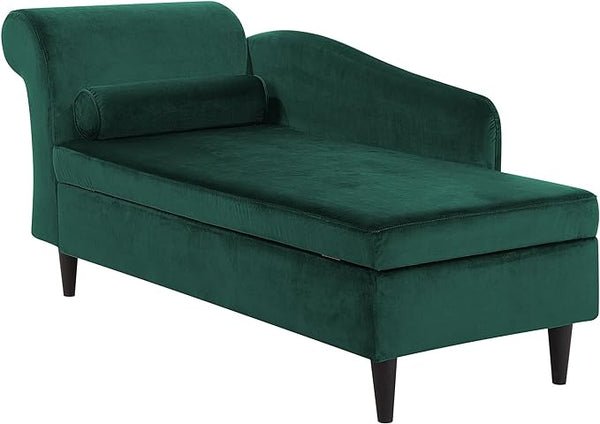 Larah Velvet Chaise Lounge with Storage