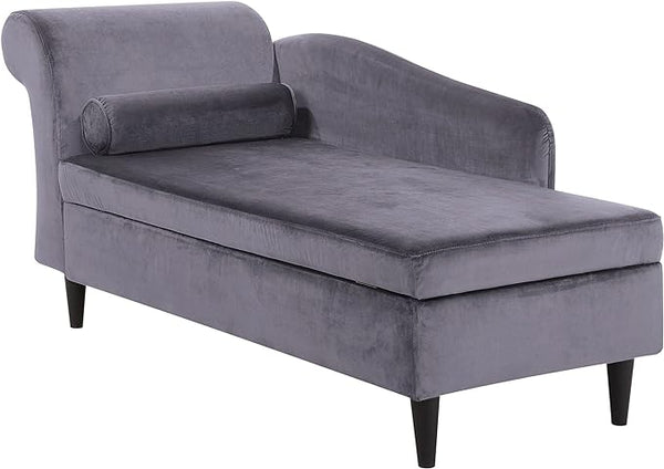 Larah Velvet Chaise Lounge with Storage