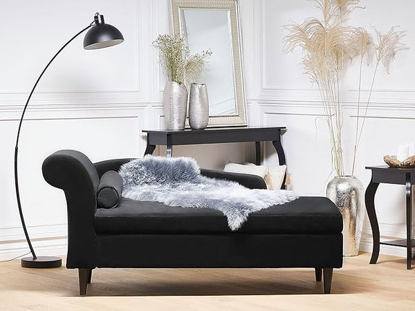 Larah Velvet Chaise Lounge with Storage