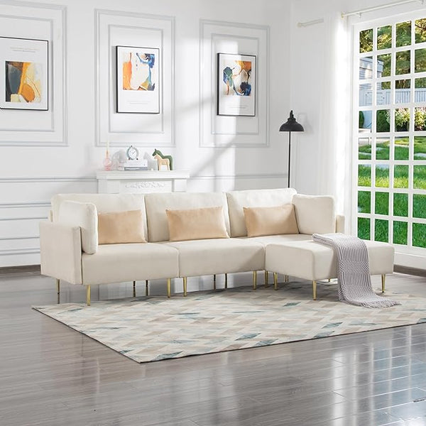 Erica Velvet L-Shaped Modern Sofa