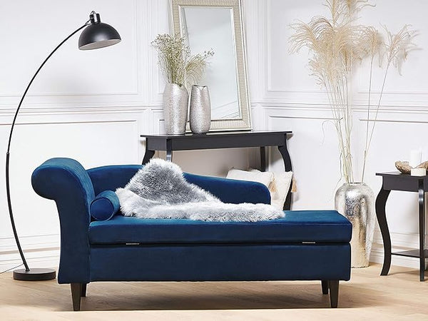 Larah Velvet Chaise Lounge with Storage