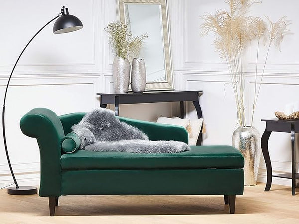Larah Velvet Chaise Lounge with Storage