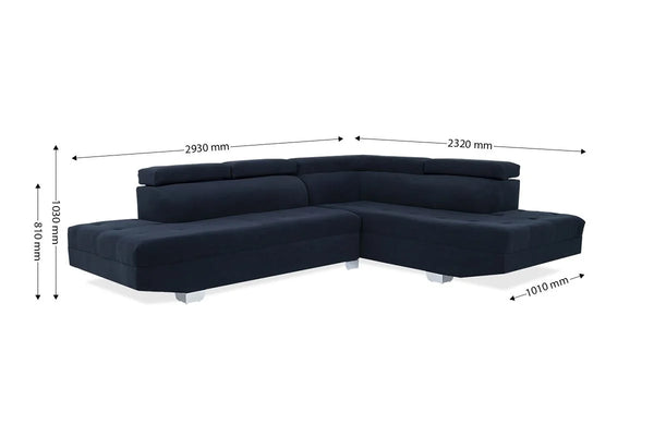 Dreamy Comfort- Skylar Corner Couch Lounge Suite with Adjustable Head Rests