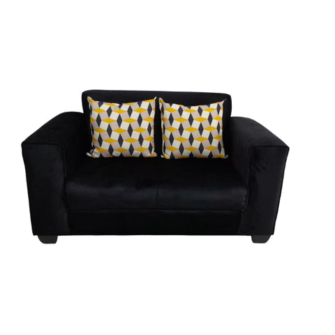 Amy Black Velvet 2 Seater Sofa - With Pillows