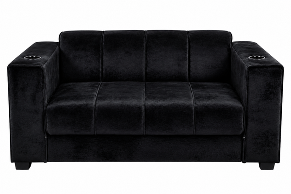 Dreamy Comfort – Arcadia 2 Division Velvet Sofa with Cup Holders