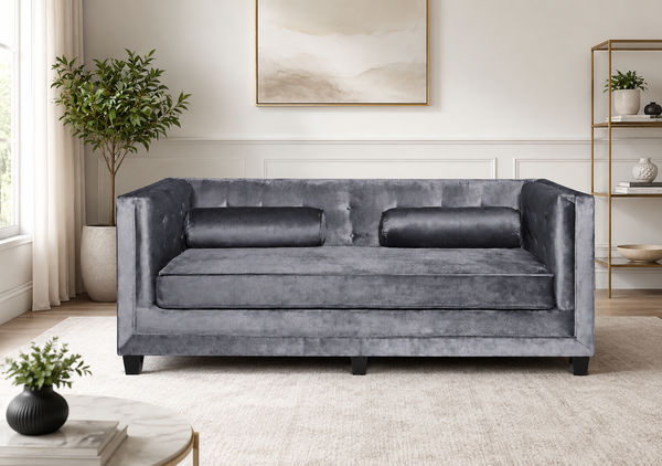 Dreamy Comfort - Berlin 3 Seater Velvet Sofa - Grey