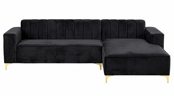 Dreamy Comfort Chelsea Corner Couch - Black Velvet