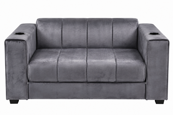 Dreamy Comfort – Arcadia 2 Division Velvet Sofa with Cup Holders