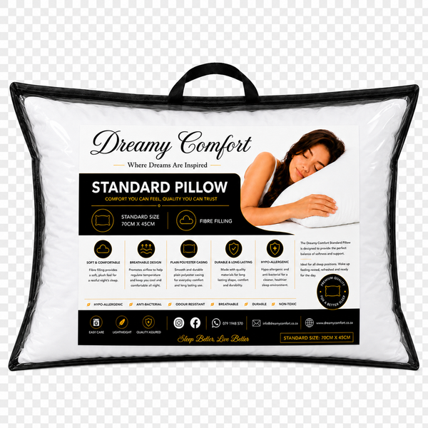Dreamy Comfort White Polyester Hollow Fibre Pillow- Standard