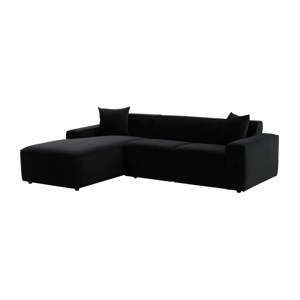 Lola Black Velvet Right hand Sectional - Corner Couch