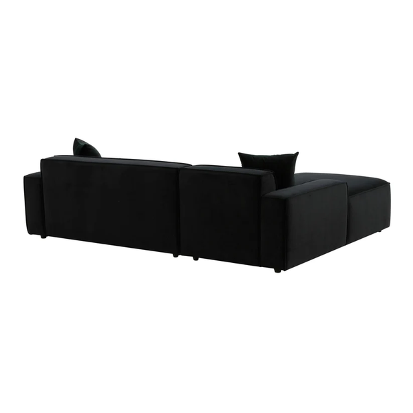 Lola Black Velvet Right hand Sectional - Corner Couch