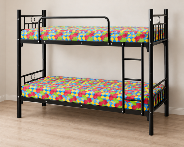Dreamy Comfort - Combo Double Bunk Metal Bed Frame With 2 Mattress - Self Assembly