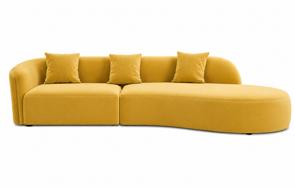 Ivy Velvet Couch with Rounded Chaise