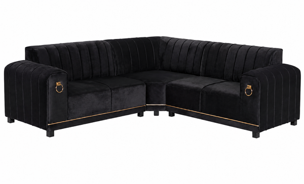 Dreamy Comfort- Flavio 3 Piece Corner Couch - Black