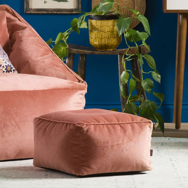 Jane Velvet Square Pouffe Ottoman