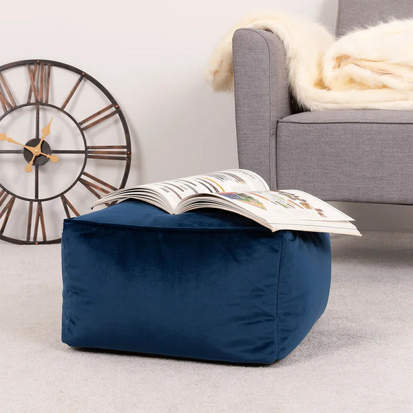 Jane Velvet Square Pouffe Ottoman