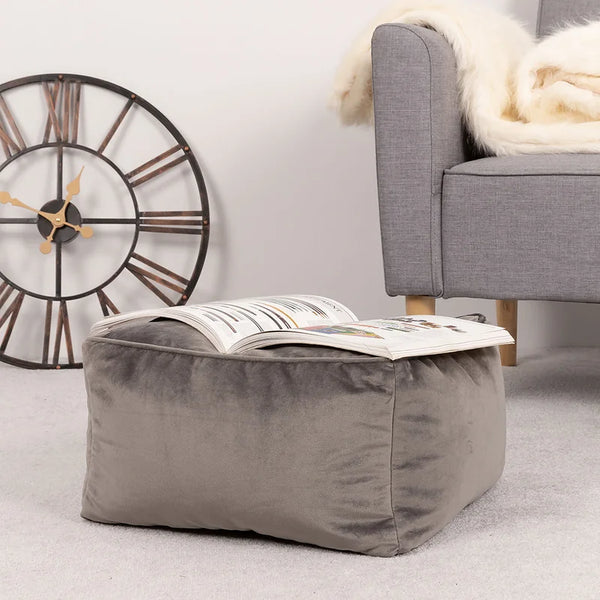Jane Velvet Square Pouffe Ottoman