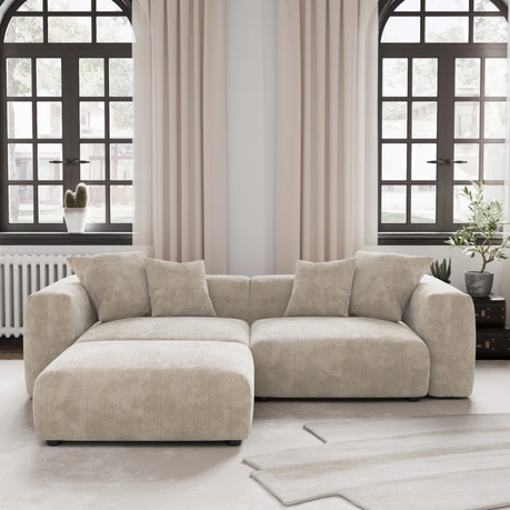 Nina 3 Seater Corduroy Corner Couch