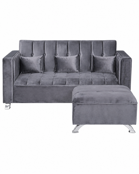 Dreamy Comfort - Justine 3-Seater Couch with Ottoman - Grey