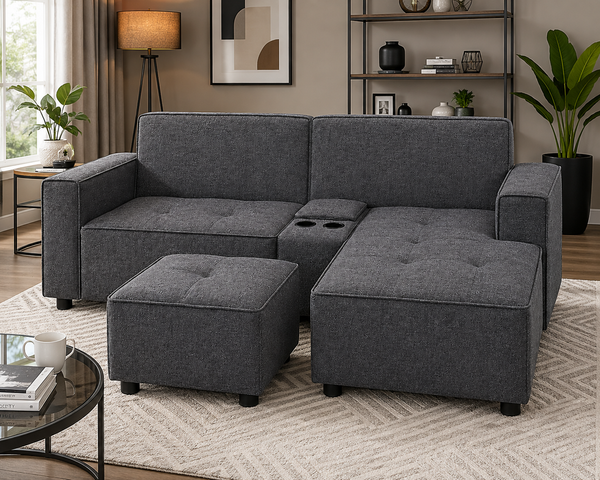 Dreamy Comfort Atlanta L-Shape Sofa & Ottoman