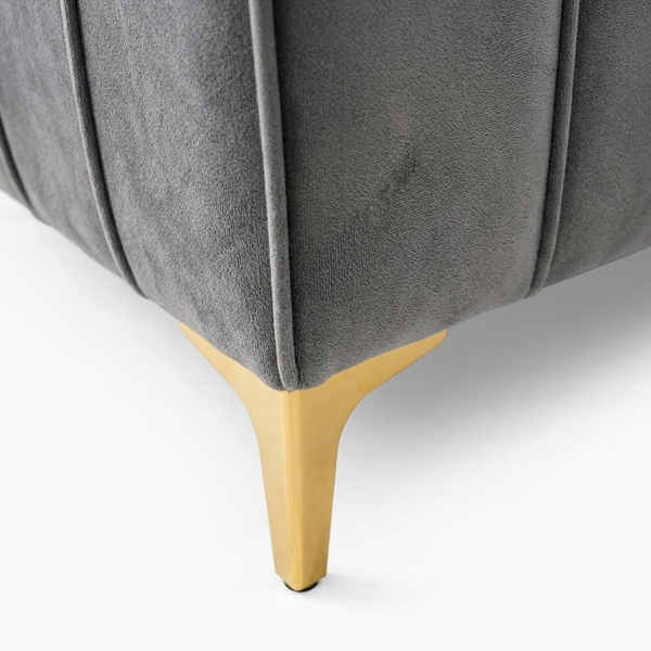 Sofa and Ottoman Set — Velvet and Gold Detail | Generated by Modelize