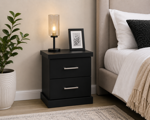 Dreamy Comfort - 2-Drawer Bedside Pedestal Black