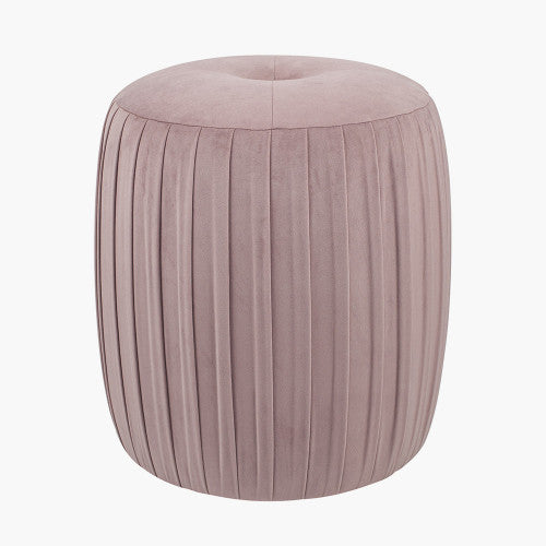 Robella Velvet Buttoned Cylinder Ottoman