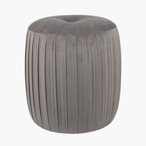 Robella Velvet Buttoned Cylinder Ottoman