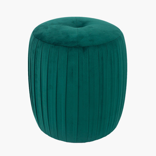 Robella Velvet Buttoned Cylinder Ottoman
