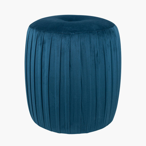 Robella Velvet Buttoned Cylinder Ottoman