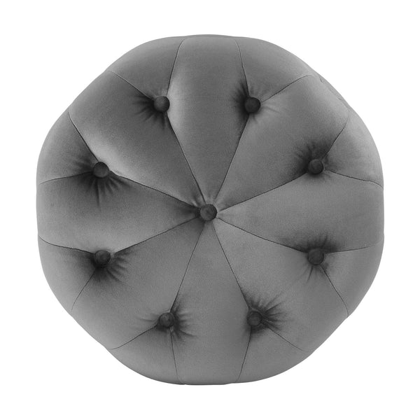 Rosa Velvet Buttoned Round Small Ottoman