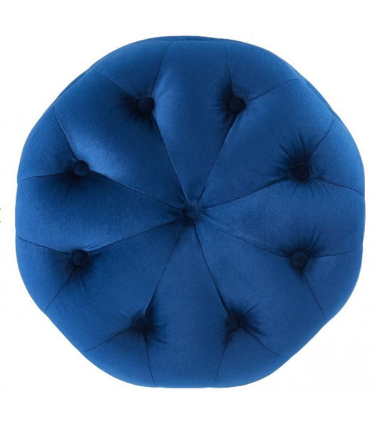 Rosa Velvet Buttoned Round Small Ottoman