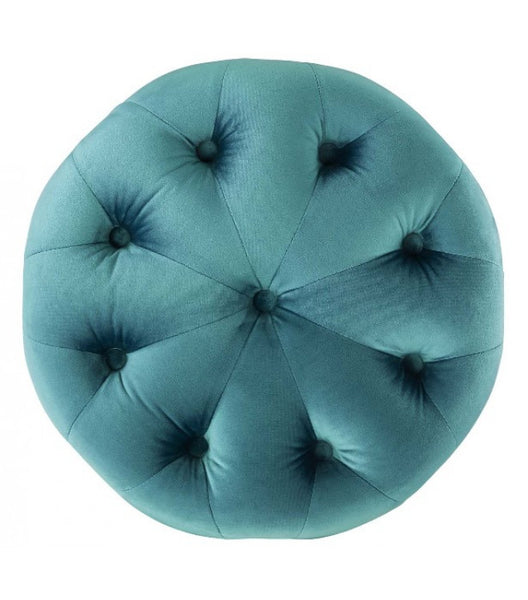 Rosa Velvet Buttoned Round Small Ottoman